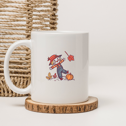Mug avec un épouvantail joyeux en style Kawaii pour une ambiance automnale