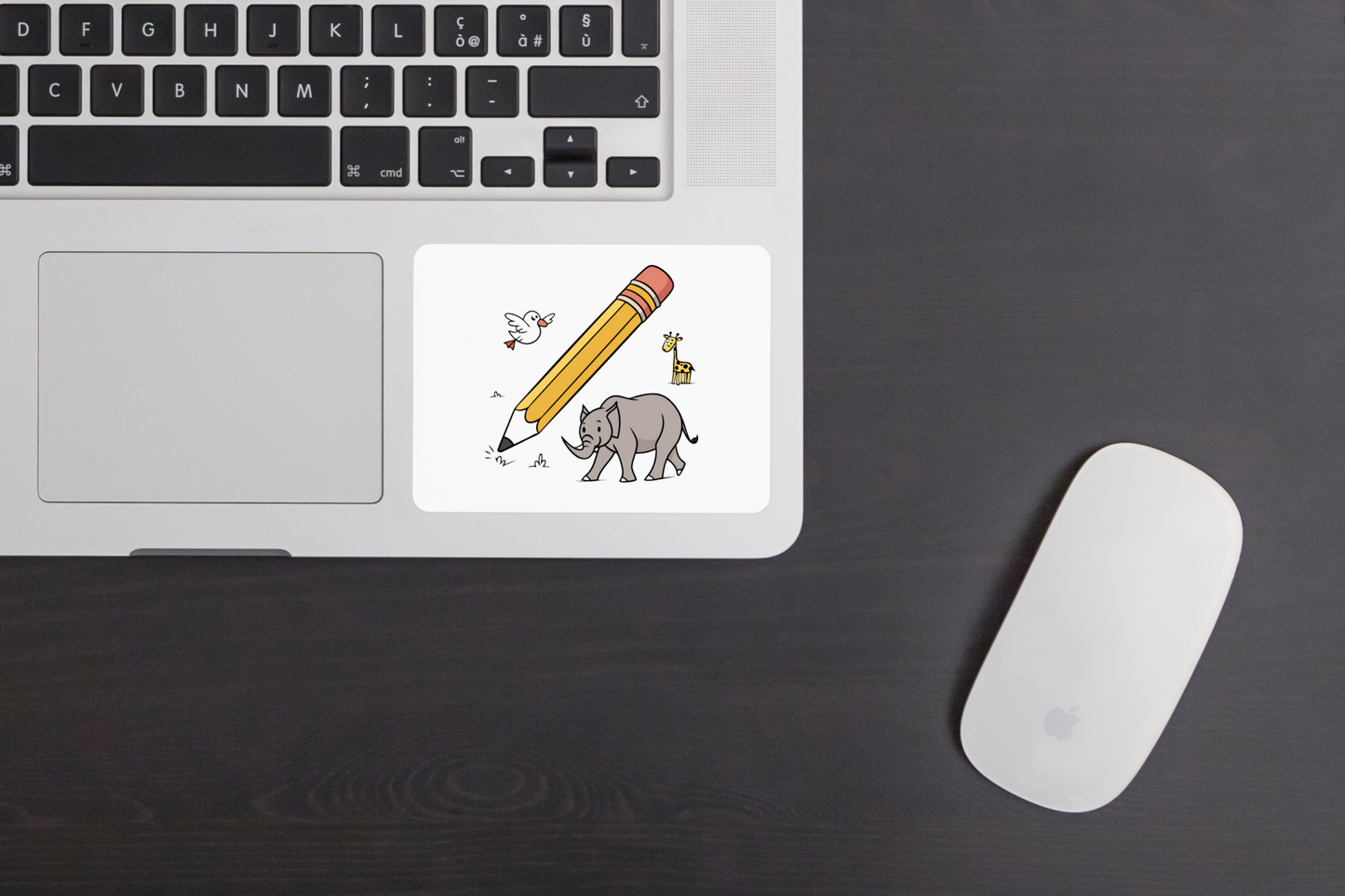 Sticker coloré avec animaux et crayon géant style safari créatif