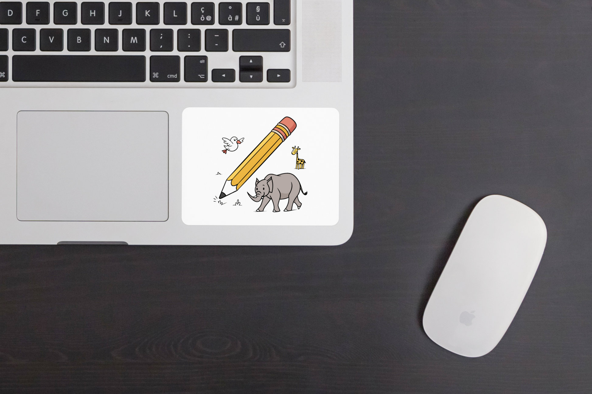 Sticker coloré avec animaux et crayon géant style safari créatif
