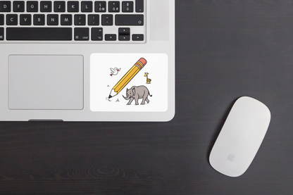 Sticker coloré avec animaux et crayon géant style safari créatif