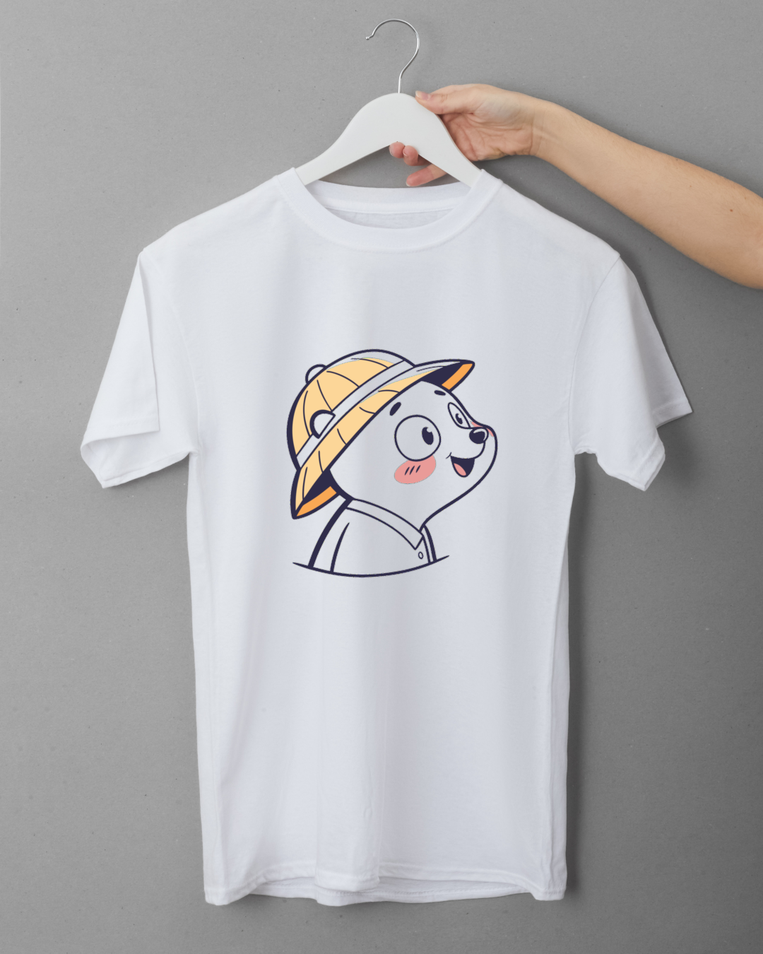 T-shirt avec panda explorateur minimaliste aventure et découverte