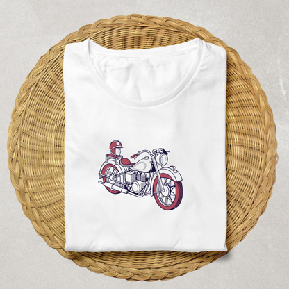 Design vintage de moto 1930s sur t-shirt, style unique et rétro.