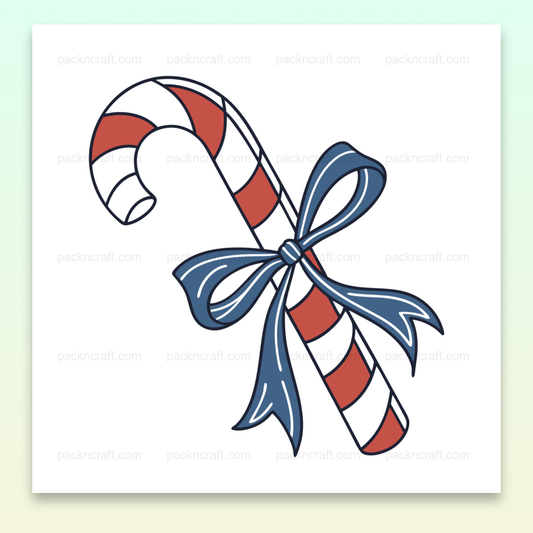 Canne en sucre avec ruban, illustration festive en SVG pour déco Noël