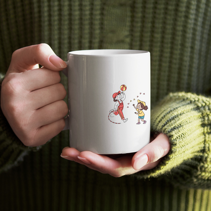 Mug décoré d'enfants jouant au ballon dans un style dynamique et ludique