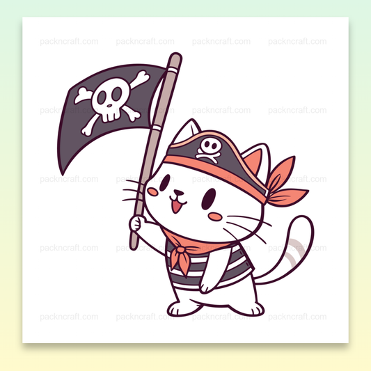 Illustration de chat pirate joyeux en SVG pour DIY et décoration.