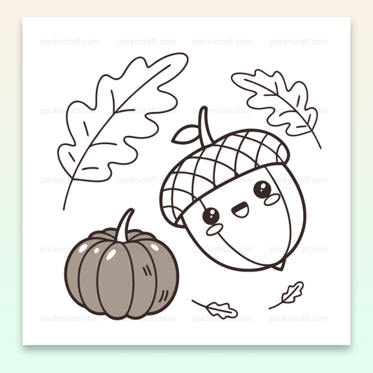Illustration d'un gland heureux et d'une citrouille en style SVG pour l'automne