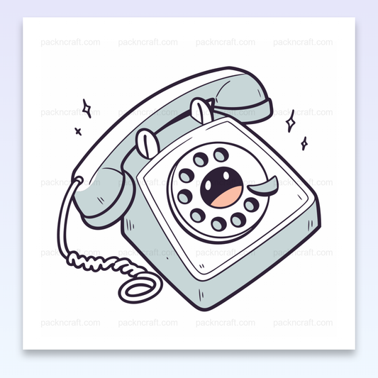 Téléphone rétro joyeux, illustration minimaliste vintage pour DIY et décoration