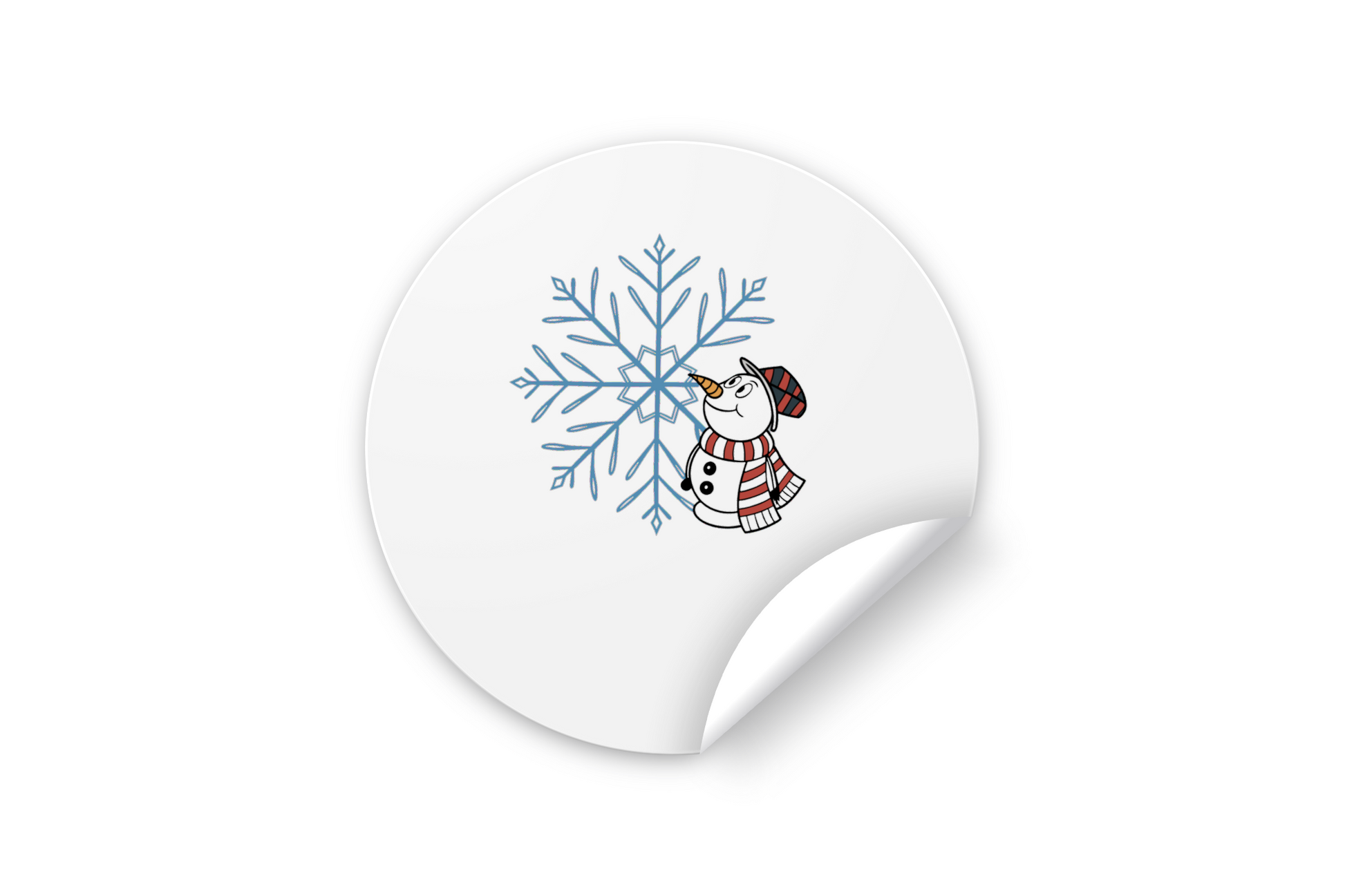 Sticker hivernal représentant un bonhomme de neige joyeux au style illustratif