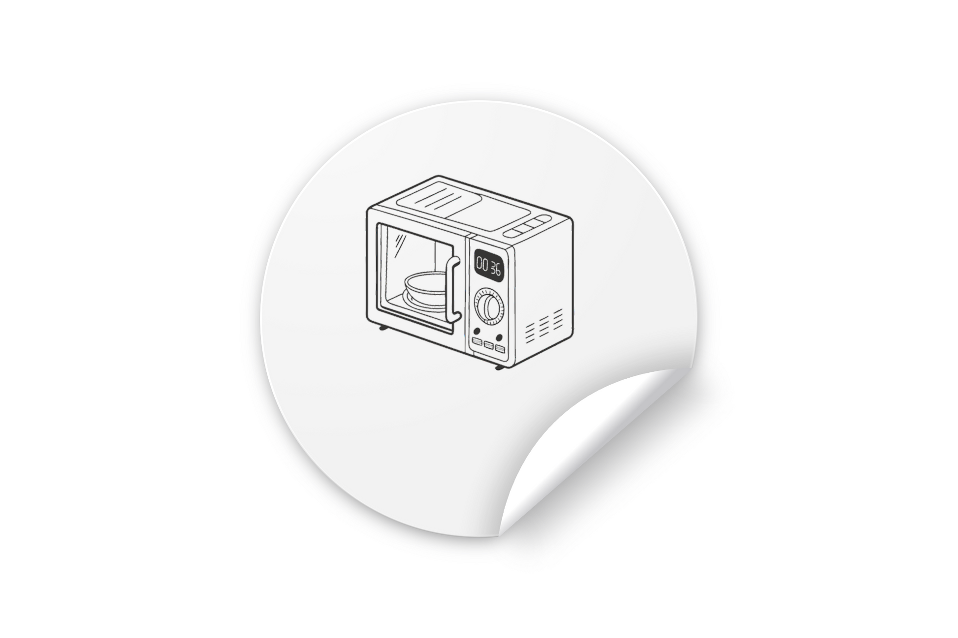 Sticker avec icône de micro-ondes style moderne pour cuisine tendance