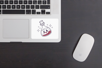 Sticker décoratif de potion joyeuse au style kawaii avec touches magiques