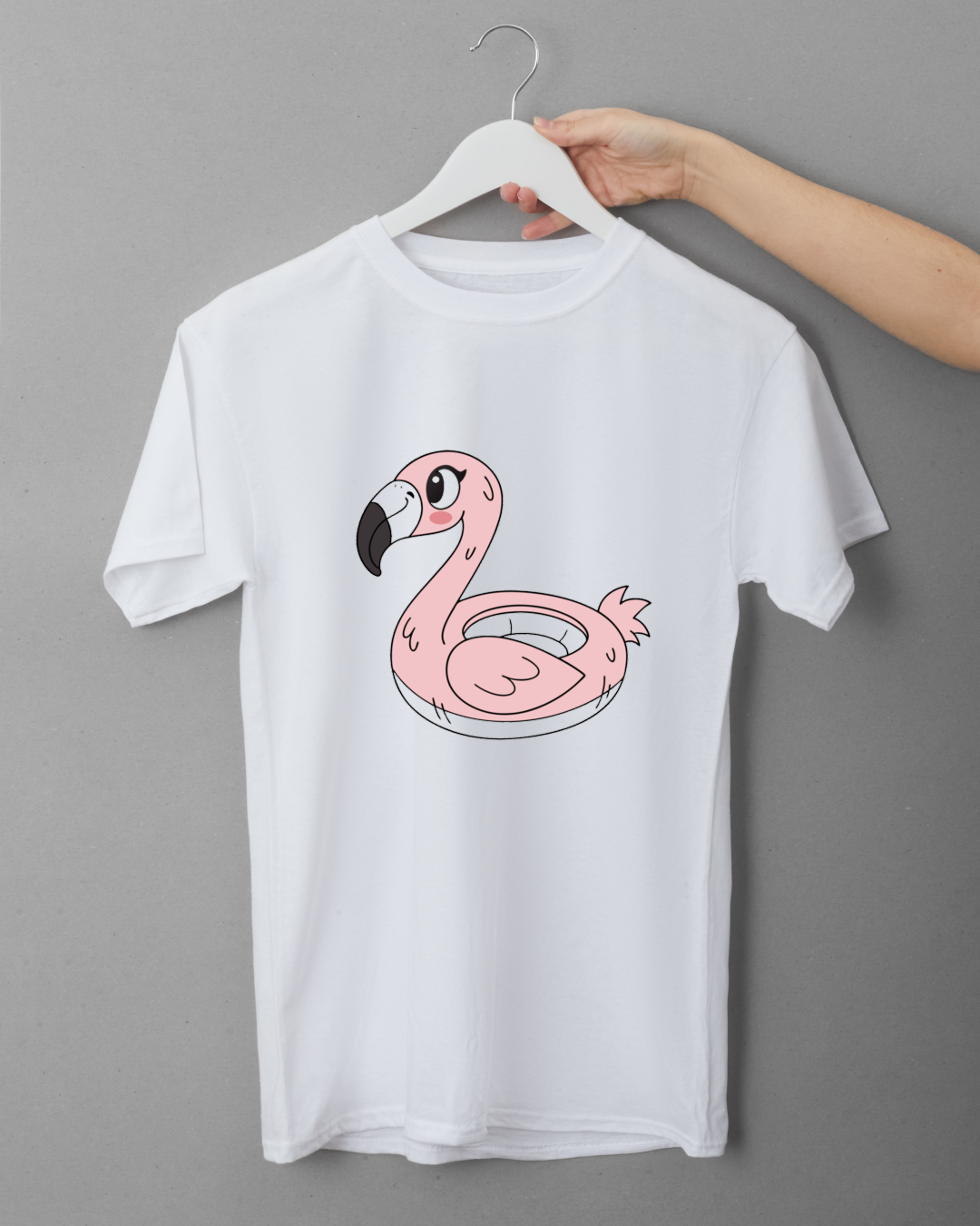 T-shirt avec flamant rose cartoon relaxant style estival vibrant