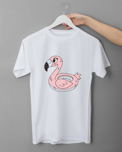 T-shirt avec flamant rose cartoon relaxant style estival vibrant