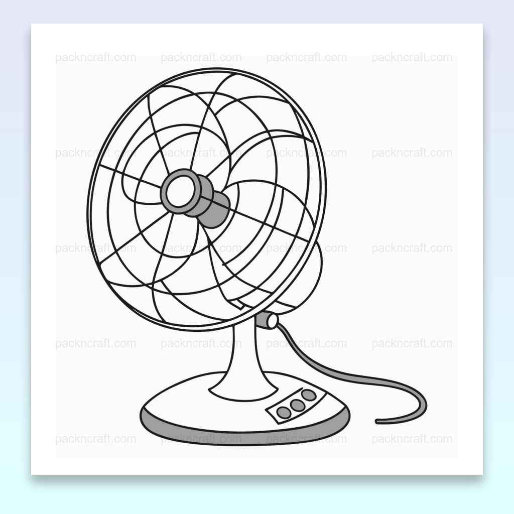 Illustration SVG minimaliste d'un ventilateur. Idéal pour DIY, papeterie, déco.