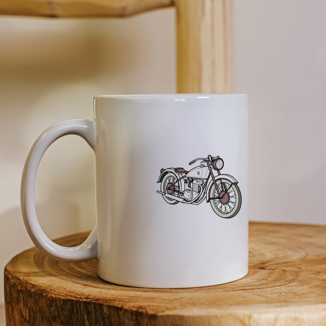 Design moto vintage sur mug, Rudge Ulster des années 1930.