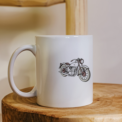 Design moto vintage sur mug, Rudge Ulster des années 1930.