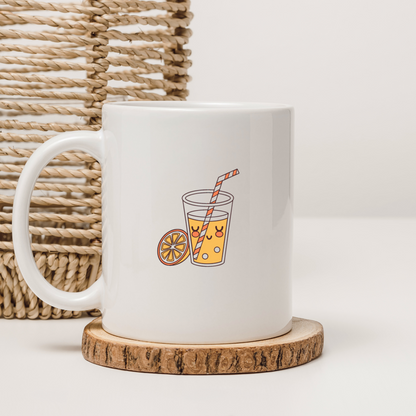 Mug au style minimaliste avec motif digital évoquant l'été éclatant et joyeux