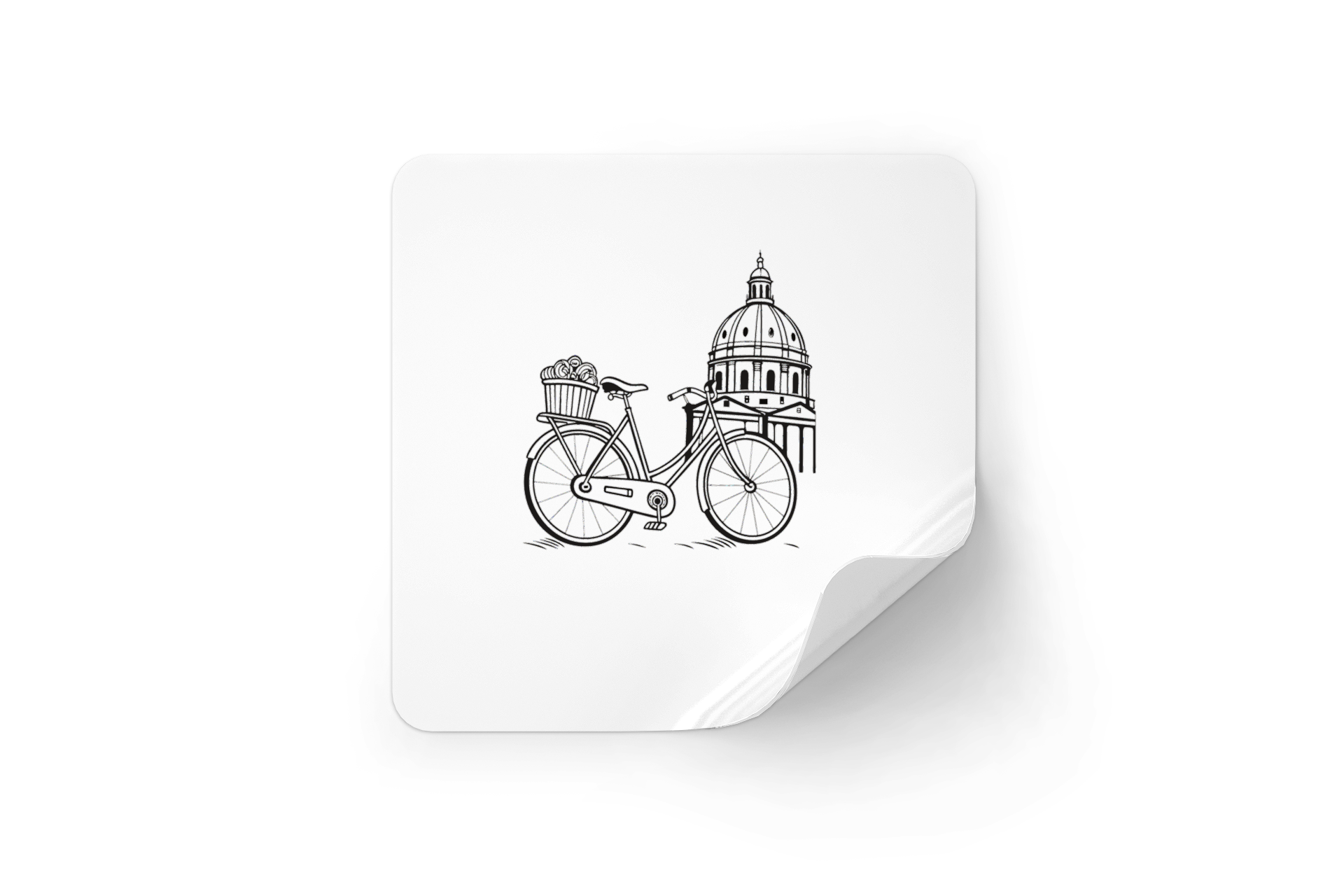 Sticker avec bicyclette vintage à Paris, un design urbain et élégant