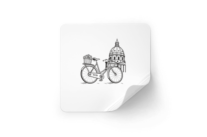 Sticker avec bicyclette vintage à Paris, un design urbain et élégant