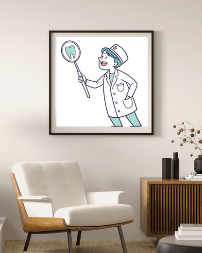 Dentiste joyeux avec modèle de dent | SVG Vintage