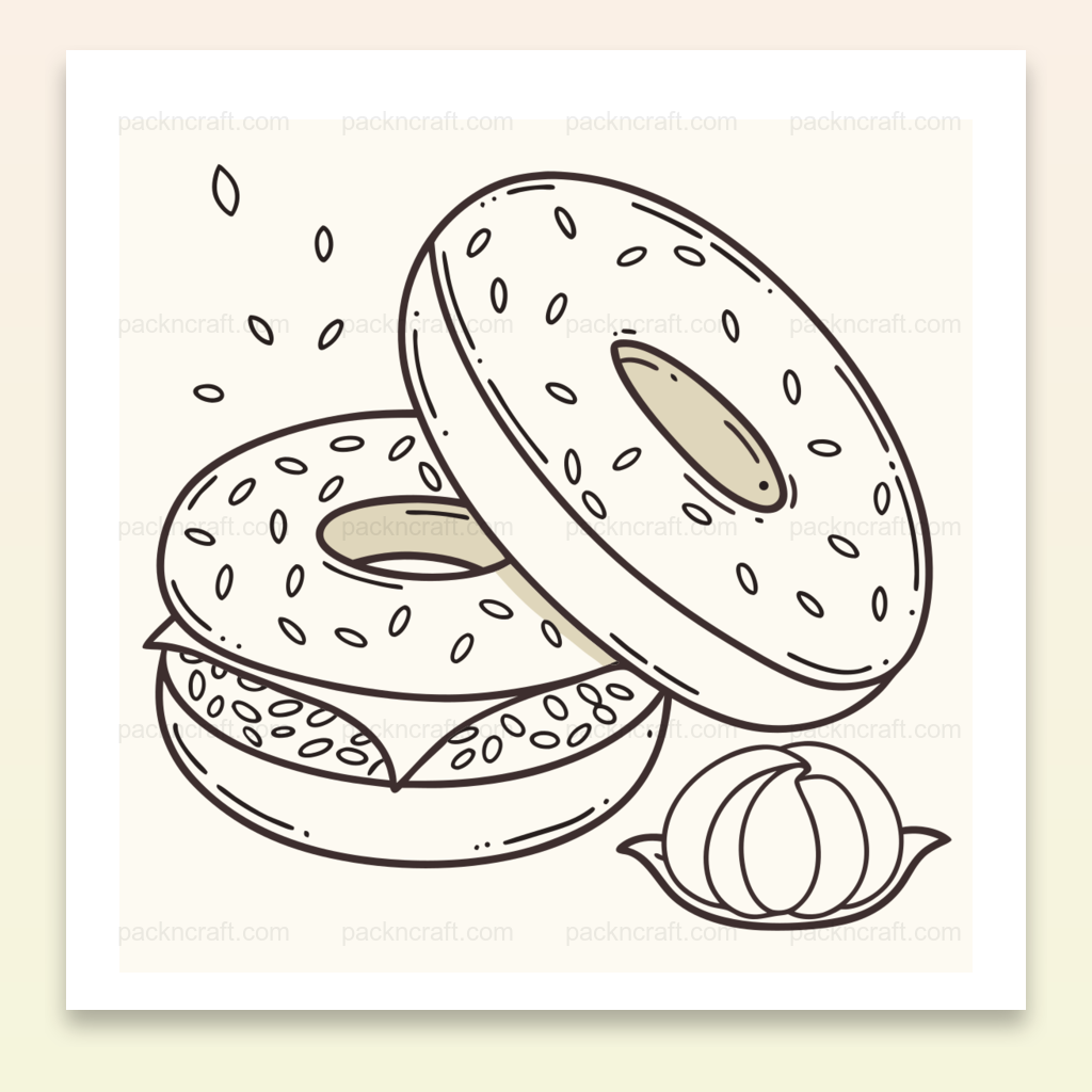 Illustration rétro de bagels gourmands, idéale pour DIY et papeterie culinaire