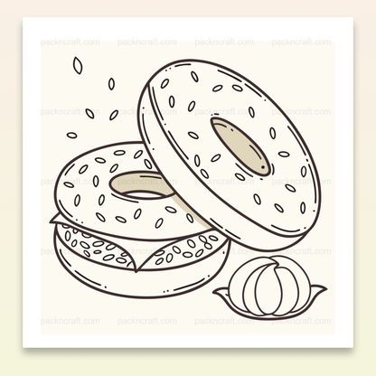 Illustration rétro de bagels gourmands, idéale pour DIY et papeterie culinaire
