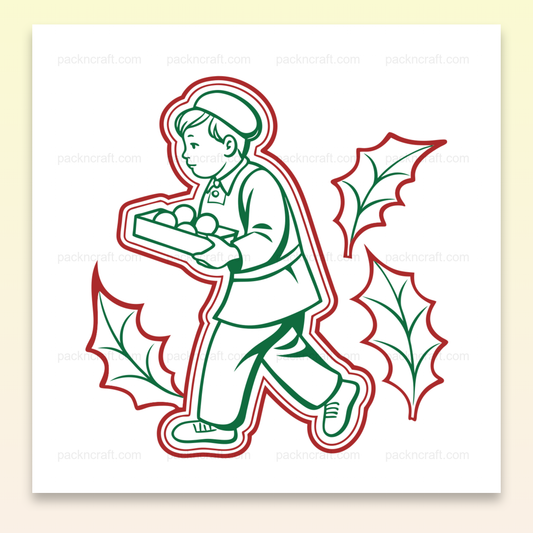 Illustration vintage d'un enfant portant des pommes pour les fêtes