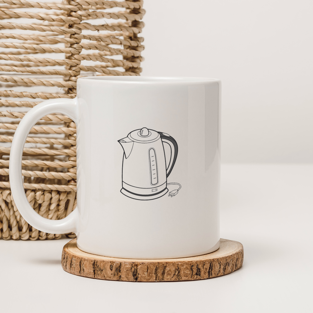 Mug minimaliste avec bouilloire numérique élégante au style moderne