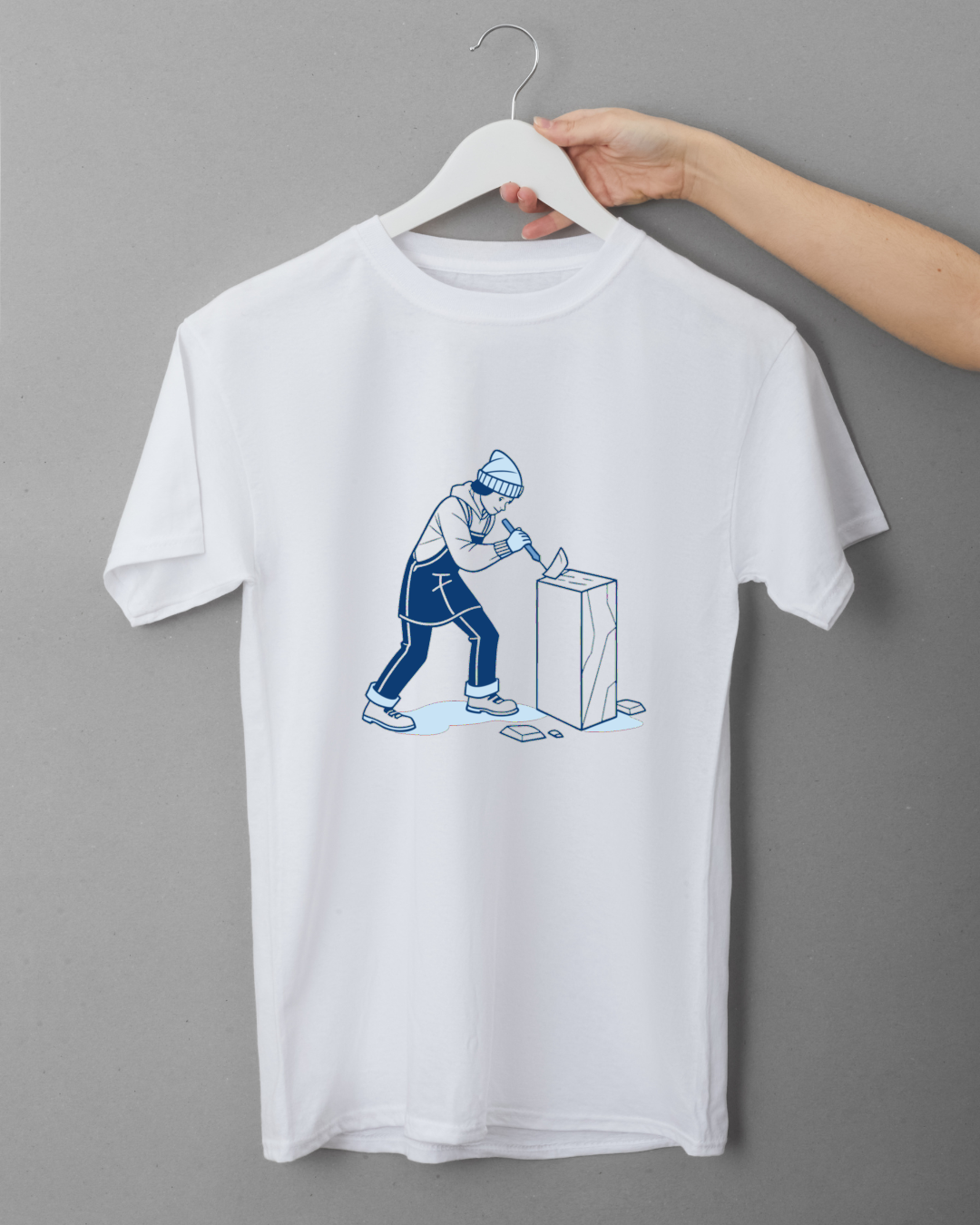 Sculpteur sur Glace à l'Oeuvre | SVG Vintage | Hiver