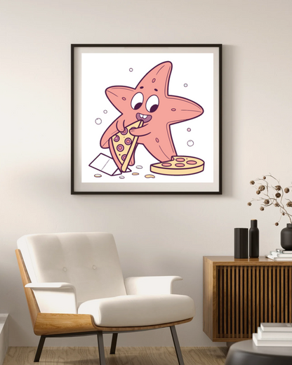 Cadre avec étoile de mer kawaii dans un style marin enchanteur