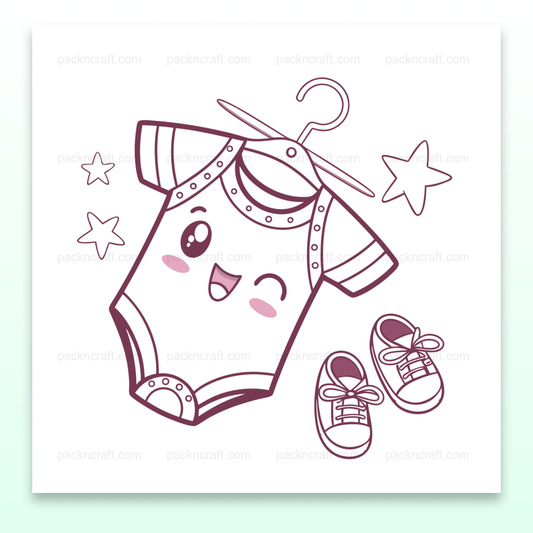 Illustration kawaii d'un body étoilé avec des expressions joyeuses.