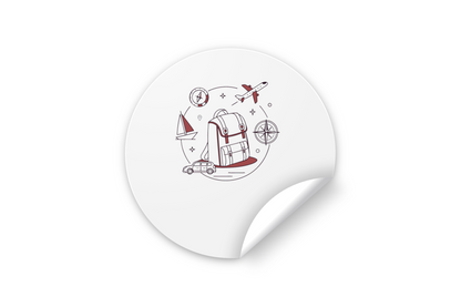 Sticker montrant un sac à dos minimaliste sur le thème du voyage parfait pour aventuriers