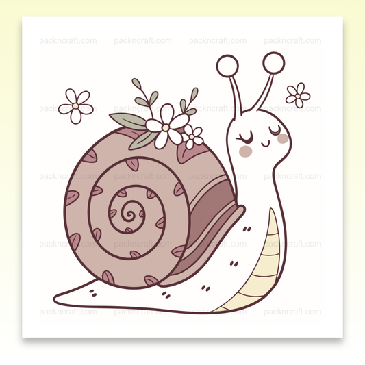 Illustration d'un escargot fleuri paisible en style SVG pastel pour projets créatifs.