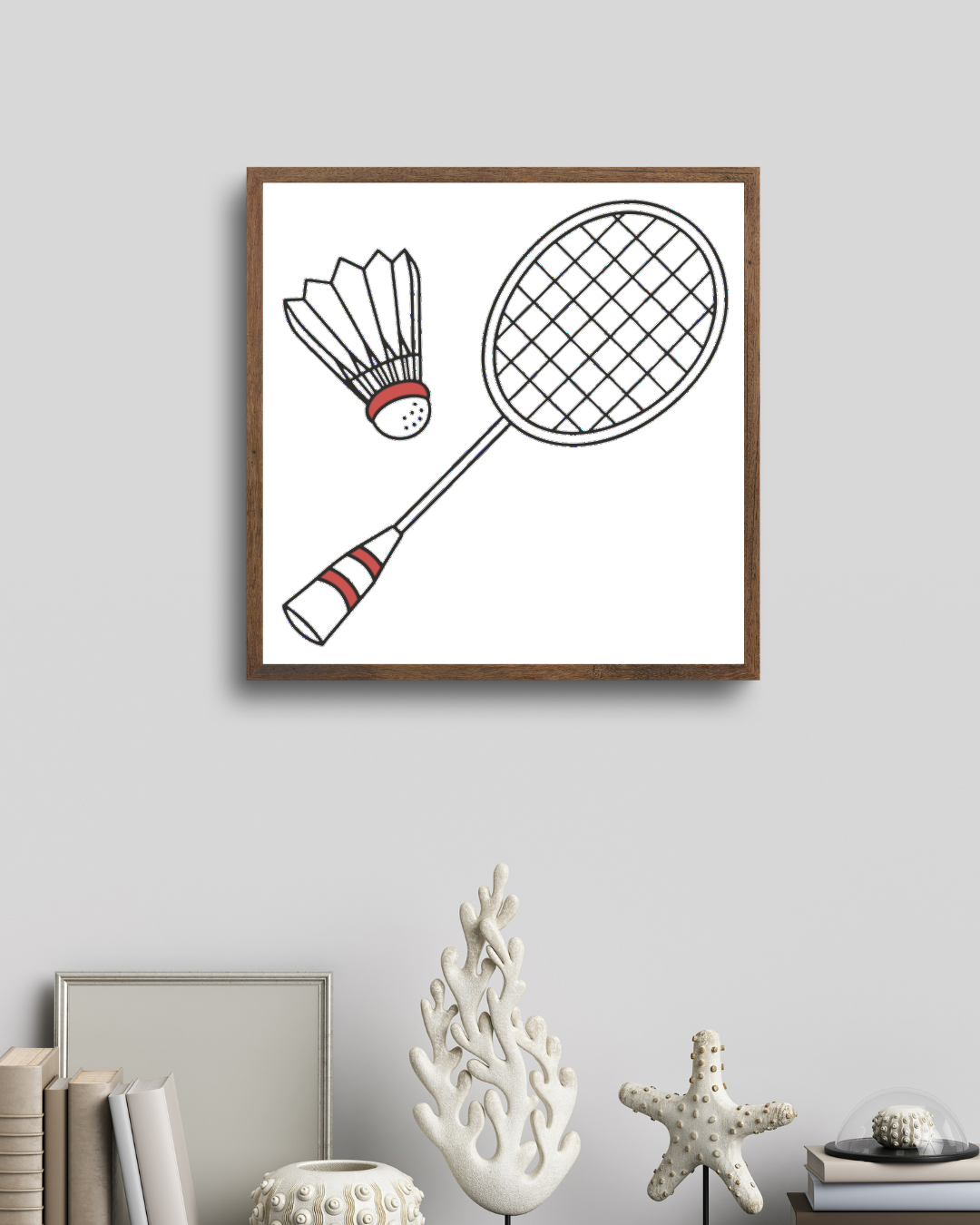 Cadre moderne avec raquette et volant, idéal pour les passionnés de badminton