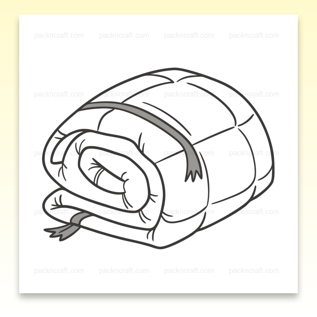 Illustration d'une couette enroulée minimaliste, pour projets créatifs et DIY.