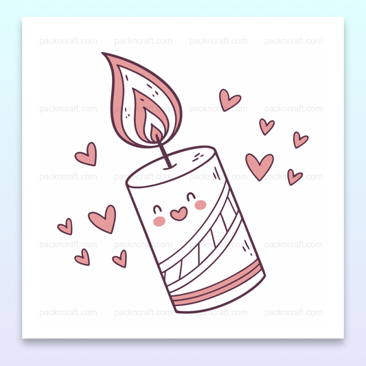 Illustration SVG de bougie joyeuse avec cœurs, idéale pour décoration
