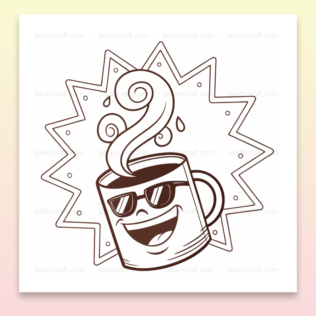 Illustration rétro de tasse de café joyeuse, idéale pour DIY et décoration