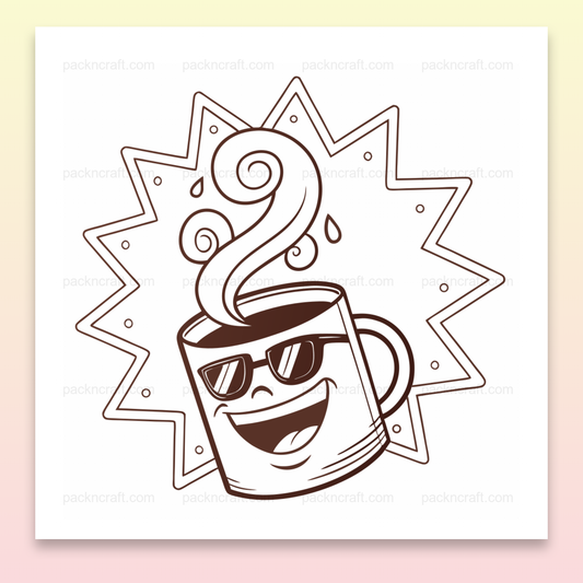 Illustration rétro de tasse de café joyeuse, idéale pour DIY et décoration
