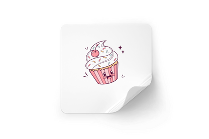 Autocollant cupcake kawaii, idéal pour personnaliser papeterie.