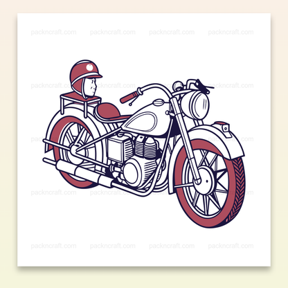 Illustration vintage de moto de brigade de pompiers années 1930, idéale pour décor rétro.