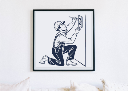 Électricien en Action | Style Rétro SVG | Thème Vintage