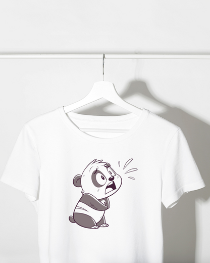 T-shirt original avec panda surpris en style doodle illustratif
