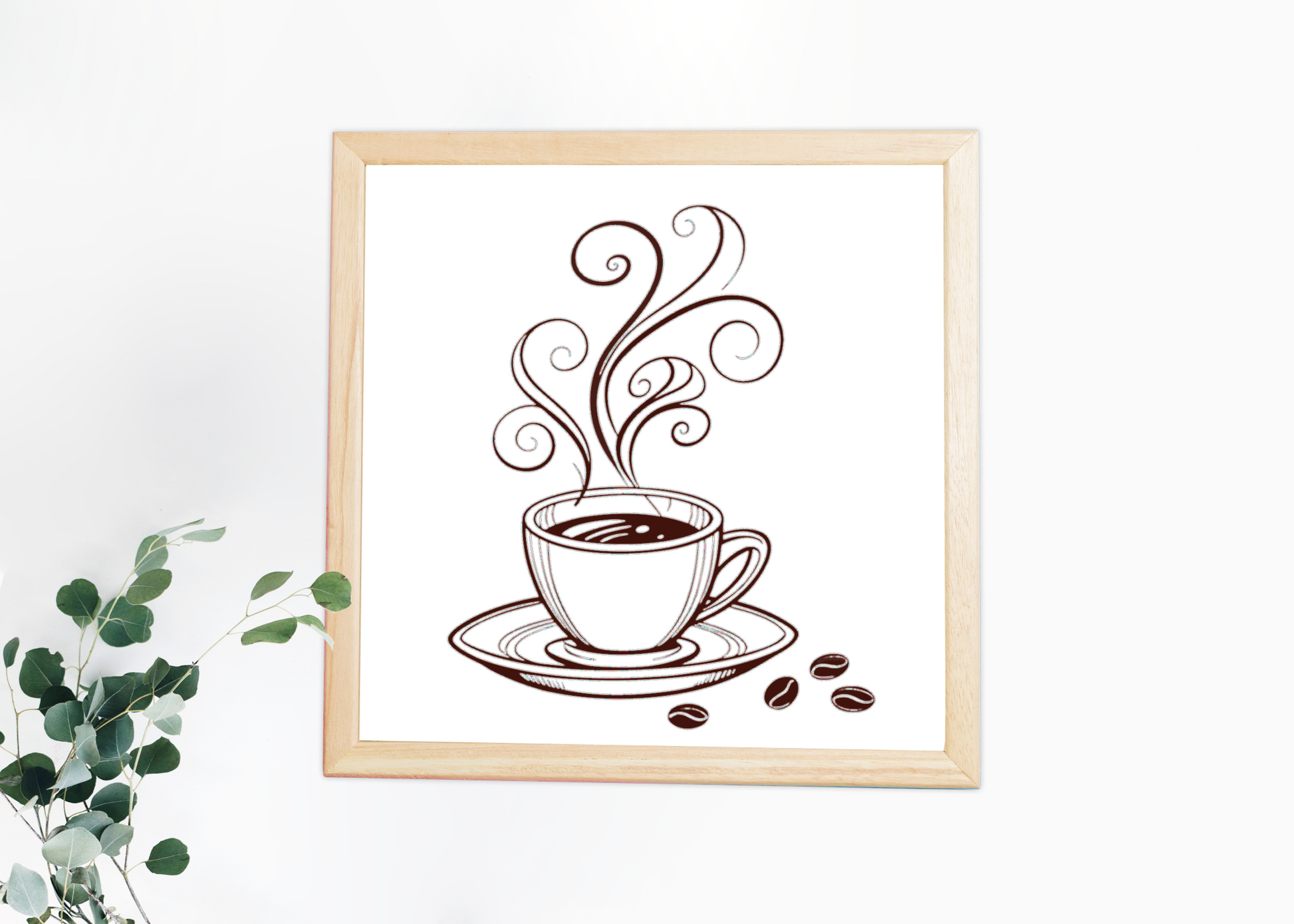 Cadre avec icône café stylisée, créant une ambiance chaleureuse et élégante