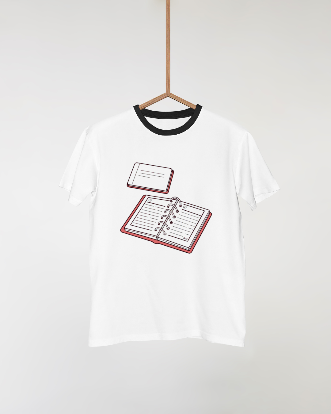T-shirt minimaliste avec icône artistique pour planification et organisation