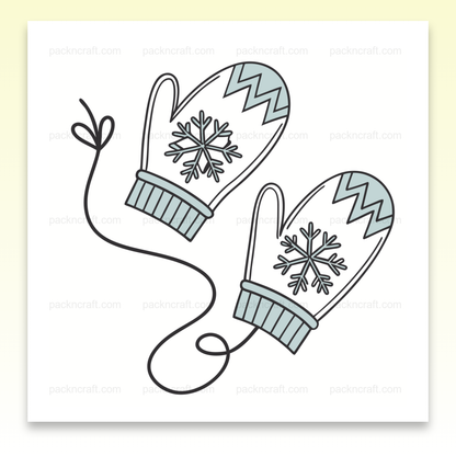 Illustration de moufles enneigées, idéale pour décoration hivernale et projets DIY.