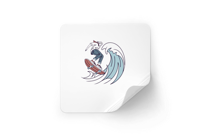 Sticker dynamique avec un skateur audacieux en vibes aquatiques