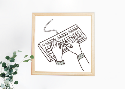 Typiste Concentrée | SVG Élégant | Bureau Vintage