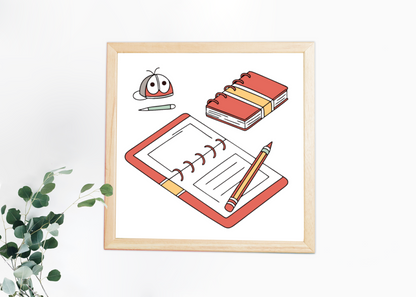 Cadre éducatif pastel avec icône numérique délicate et style artistique