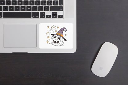 Sticker citrouille souriante motif doodle parfait pour décorer sur le thème d'Halloween