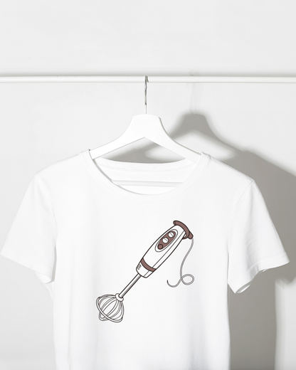 T-shirt créatif avec mixeur animé en doodle tendance pour cuisine inventive