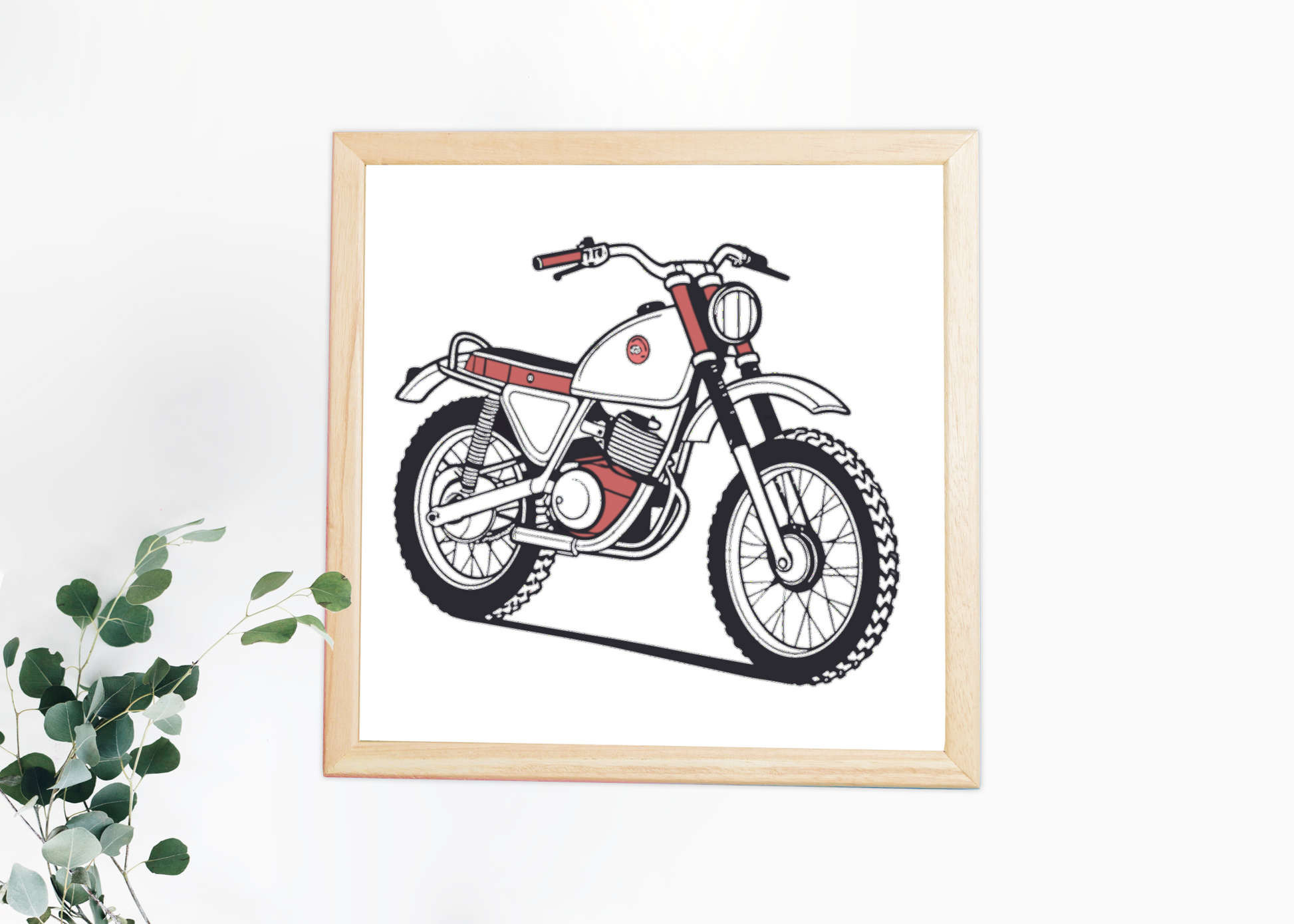 Cadre vintage avec illustration de motocyclette Bultaco